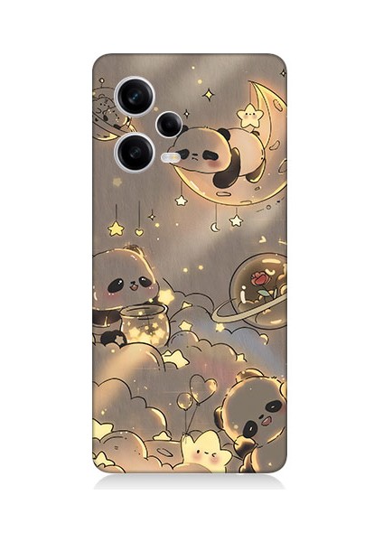 Xiaomi Redmi Note 12 Pro 5g Uyumlu Panda ve Gezegenler Desenli Silikon Kılıf