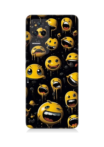 Xiaomi Poco F4 Uyumlu Tuhaf Smiley'ler Desenli Silikon Kılıf
