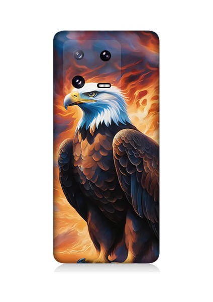 Xiaomi Mi 13 Uyumlu Siyah Beyaz Kartal Desenli Silikon Kılıf