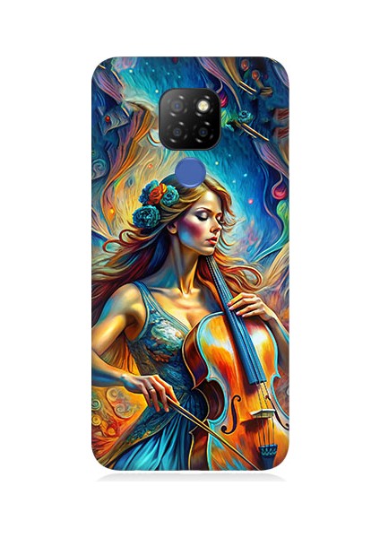 General Mobile GM20 Uyumlu Viyolonsel Çalan Kadın Desenli Silikon Kılıf