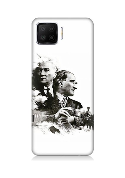 Oppo A73 Uyumlu Siyah Beyaz Mustafa Kemal Atatürk Desenli Silikon Kılıf