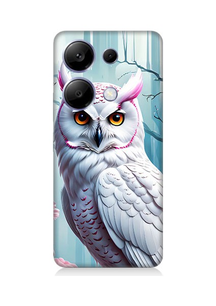 Xiaomi Redmi Note 13 Pro Uyumlu Beyaz Baykuş Desenli Silikon Kılıf