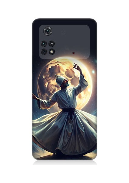 Xiaomi Poco M4 Pro Uyumlu Semazen ve Ay Desenli Silikon Kılıf