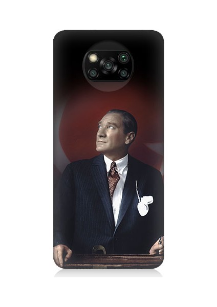 Xiaomi Poco X3 Uyumlu Mustafa Kemal Atatürk Desenli Silikon Kılıf