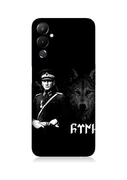 Tecno Pova 3 Uyumlu Mustafa Kemal Atatürk ve Kurt Desenli Silikon Kılıf