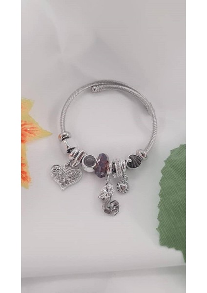 Kadın Charmlı Deniz Kızı Model Çelik Bileklik Siyah fiyatları