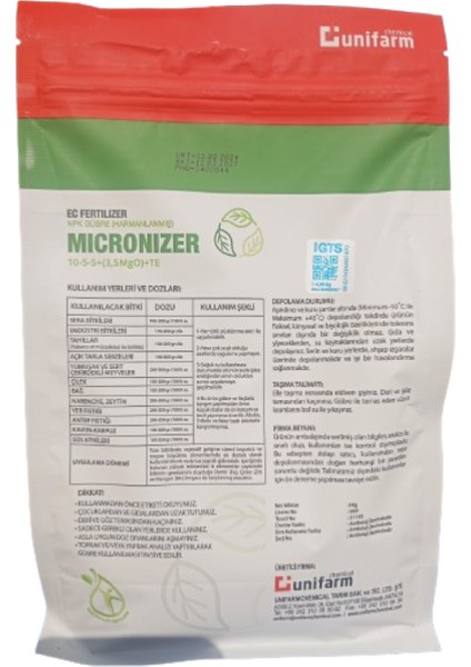 Micronizer 10-5-5 Azotlu Ilk Dönem Gübresi Erken ve Hızlı Büyüme Fosfor ve Potasyum Destekli