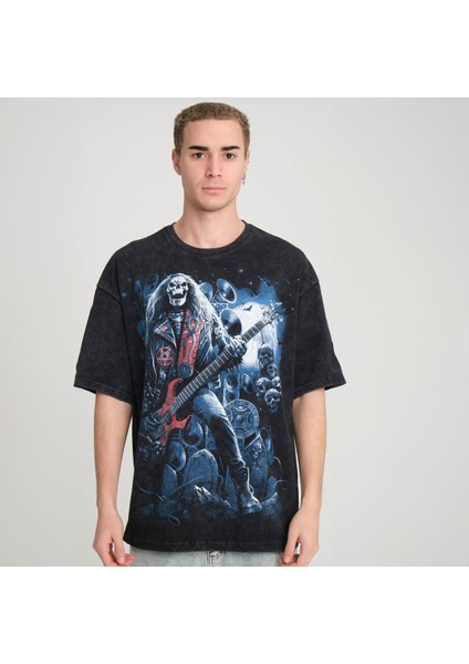 Unısex Model %100 Pamuk Eskitme (Yıkamalı) Kumaş Geniş Kalıp T-Shırt