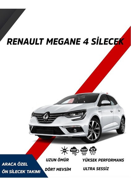 Megane 4 2022 Model Araca Özel Muz Silecek Seti Sürücü Taraf 600MM Yolcu Taraf 450MM