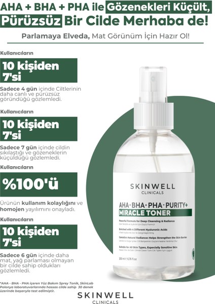 Aha - Bha - Pha İçeren Cildi Onarmaya, Sebum Dengelenmeye Yardımcı Yüz Bakım Sprey Tonik 200 ml