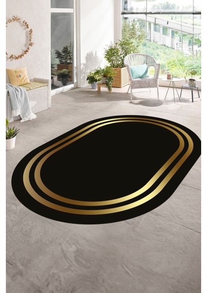 Dijital Kaymaz Yıkanabilir Çerçeveli Oval Yolluk Mutfak Salon Halısı, N-O-Çerçeveli-38-Gold, fiyatları