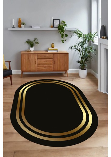Dijital Kaymaz Yıkanabilir Çerçeveli Oval Yolluk Mutfak Salon Halısı, N-O-Çerçeveli-38-Gold, fırsatları