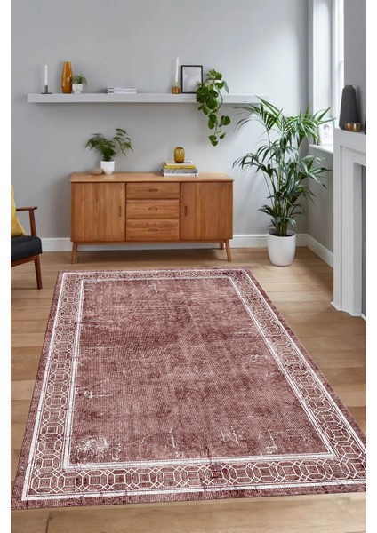 Dijital Baskılı Kaymaz Yıkanabilir Çerçeveli Yolluk Mutfak Salon Halısı, N-Çerçeveli-31-Pembe, fırsatları