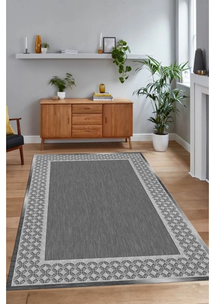 Dijital Baskılı Kaymaz Yıkanabilir Çerçeveli Yolluk Mutfak Salon Halısı, N-Çerçeveli-29-Gri, fırsatları