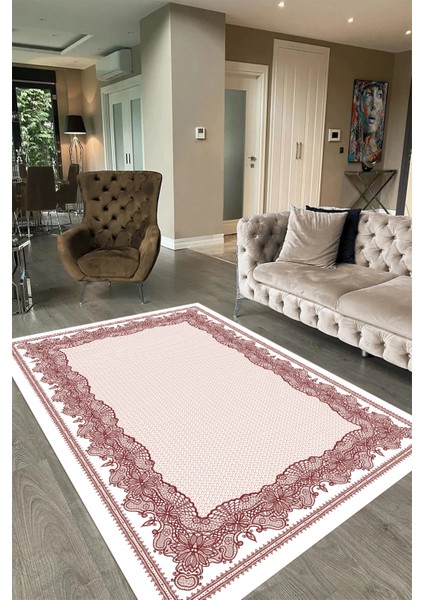 Dijital Baskılı Kaymaz Yıkanabilir Çerçeveli Yolluk Mutfak Salon Halısı, N-Çerçeveli-34-Bordo, modelleri