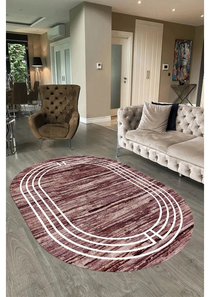 Dijital Kaymaz Yıkanabilir Çerçeveli Oval Yolluk Mutfak Salon Halısı, N-O-Çerçeveli-42-Bordo, modelleri