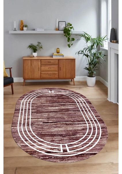 Dijital Kaymaz Yıkanabilir Çerçeveli Oval Yolluk Mutfak Salon Halısı, N-O-Çerçeveli-42-Bordo, fırsatları