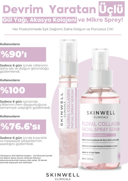 Sıkılaştırıcı Etki Bitkisel Kolajen - Gül Ekstrakt Içerikli Yüz Bakım Sprey Serum 100 ml
