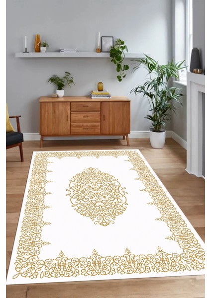 Dijital Baskılı Kaymaz Yıkanabilir Çerçeveli Yolluk Mutfak Salon Halısı, N-Çerçeveli-22-Beyaz, fırsatları