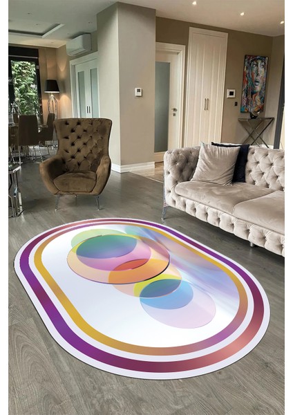 Dijital Kaymaz Yıkanabilir Çerçeveli Oval Yolluk Mutfak Salon Halısı, N-O-Çerçeveli-24-Renkli, modelleri