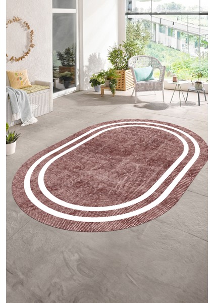 Dijital Kaymaz Yıkanabilir Çerçeveli Oval Yolluk Mutfak Salon Halısı, N-O-Çerçeveli-30-Bordo, fiyatları