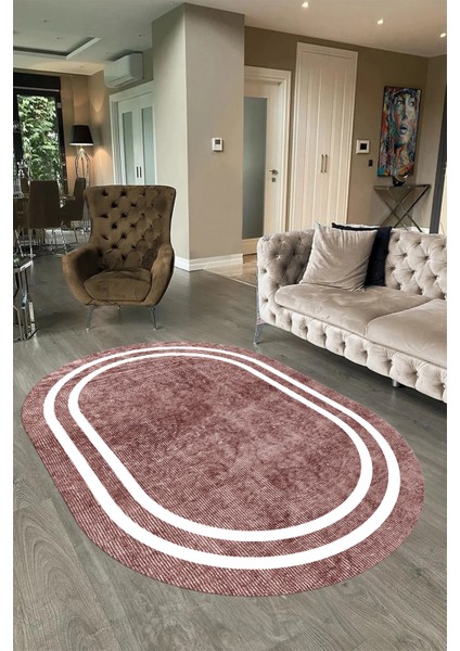 Dijital Kaymaz Yıkanabilir Çerçeveli Oval Yolluk Mutfak Salon Halısı, N-O-Çerçeveli-30-Bordo, modelleri