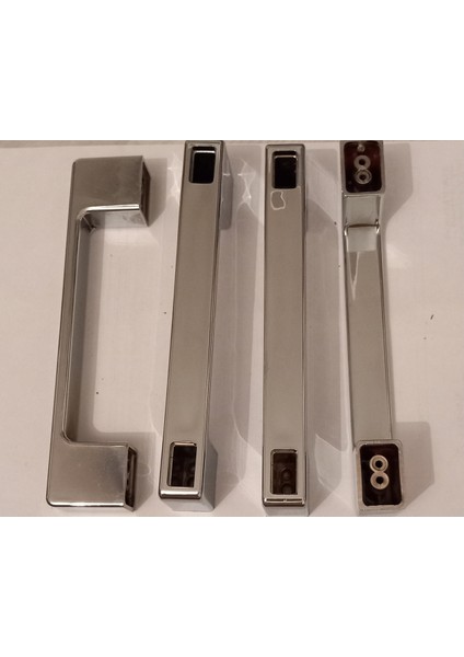 Plastik Duşakabin Krom Kare Kulp Gri Duş Seti