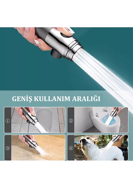 Gri Masaj Başlıklı Filtreli Fonksiyonlu Duş Başlığı Duş Başlığı Akrilik