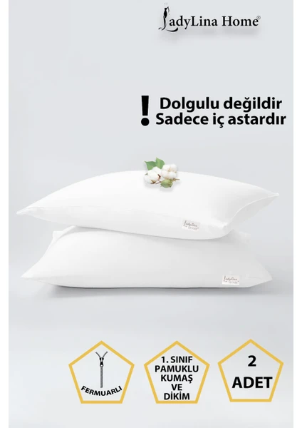 Ladylina Home 2'li Bebek Yastık Iç Astarı , 35X45 Yastık Mitili , Pamuklu Yastık Şiltesi , Fermuarlı Yastık Kılıfı