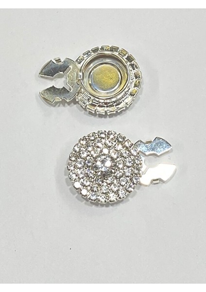 Taşlı Düğme /taşlı Klipsli Düğme/klipsli Klasik Model Düğme/ 2,5 cm Gümüş