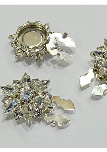 Taşlı Düğme /taşlı Klipsli Düğme/klipsli Yıldız Düğme/3 Lü Set/ 2,5 cm Gümüş fiyatları