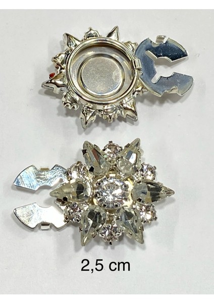 Taşlı Düğme /taşlı Klipsli Düğme/klipsli Yıldız Düğme/3 Lü Set/ 2,5 cm Gümüş fırsatları