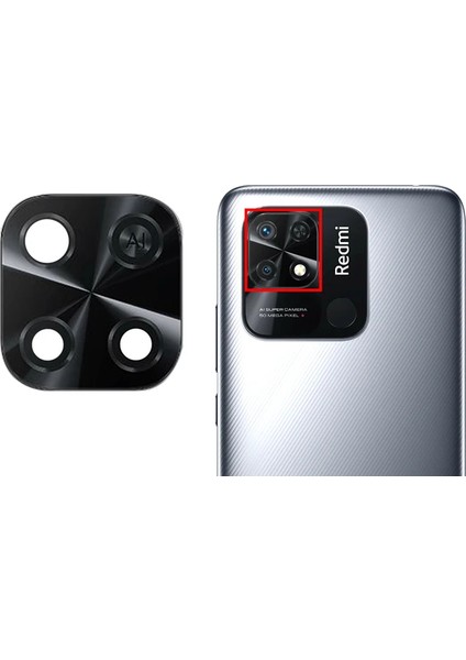 Xiaomi Redmi 10C Arka Kamera Camı Lens Yapışkanlı