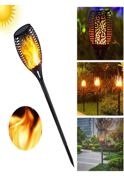 0 - 250 Watt 3 Adet Alev Efektli Solar LED Güneş Enerjili Bahçe Lambası Aydınlatması Armatür 50 cm modelleri