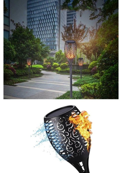 0 - 250 Watt 3 Adet Alev Efektli Solar LED Güneş Enerjili Bahçe Lambası Aydınlatması Armatür 50 cm fırsatları