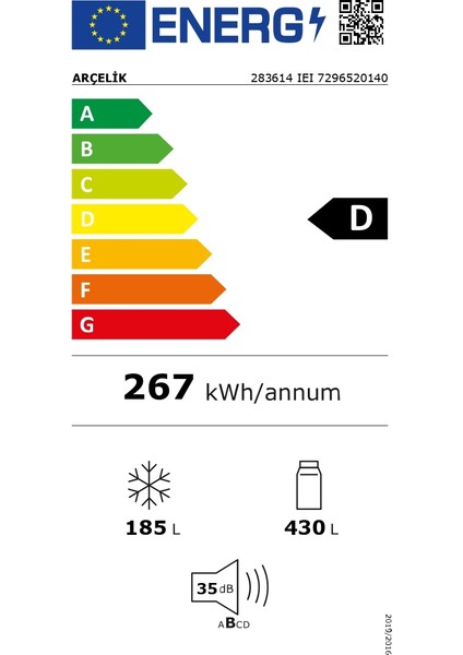 283614 Ieı E Enerji Sınıfı 560 lt No Frost Buzdolabı