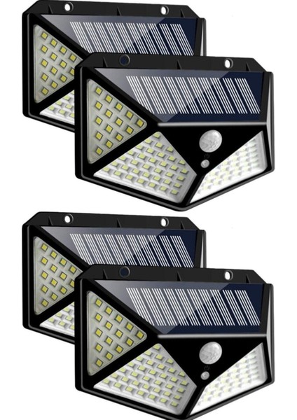 0 - 250 Watt 4 Adet 100 LED Işıklı Solar Güneş Enerjili Hareket Sensörlü Bahçe Garaj Ev Aydınlatma