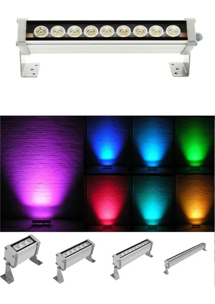 Sarı 20 cm LED Dış Mekan Duvar Ağac Cami Bina Cephe Boyama Wallwasher Armatür Amber Su Geçirmez Ip6