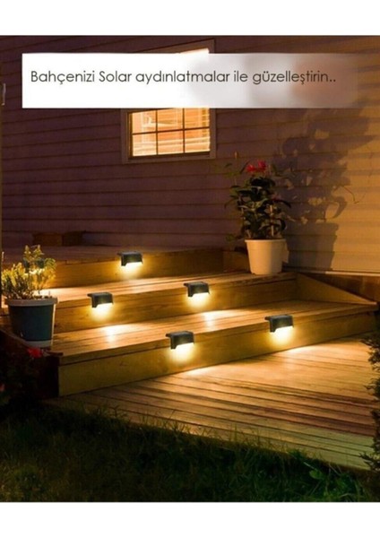 4 Adet Köşebent Merdiven Veranda Solar Güneş Enerjili Bahçe LED Lamba Dekor Bahçe Balkon Aydınlatma