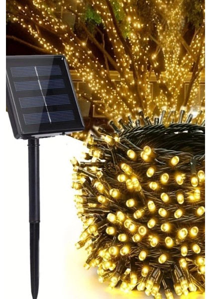 Güneş Enerjili Solar 10 Metre 100 Ledli LED Ağaç Aydınlatma 1 Watt Sarı Güneş Enerji