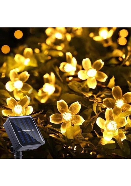 Güneş Enerjili LED Bahçe Aydınlatması 5m Sarı Kiraz Solar LED Lamba Güneş Enerjili LED Lamba