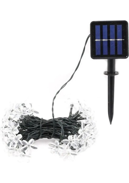 Güneş Enerji 50 Çiçekli Dekoratif Solar Bahçe Aydınlatma - Gün Işığı LED Sarı 8 Watt