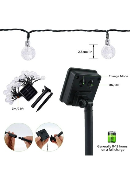 Sarı 7 Metre Sarı Opak Solar LED Işık Güneş Enerjili Bahçe Teras Balkon Ağaç Aydınlatma Lambası 30 indirimleri