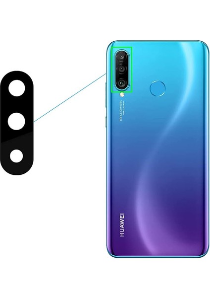 Huawei P30 Lite Arka Kamera Camı Lens Yapışkanlı