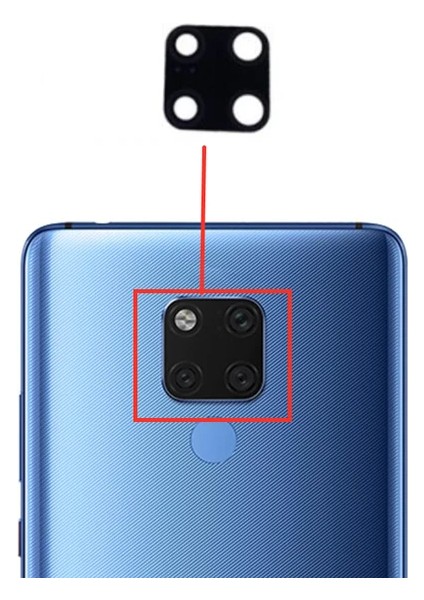 Huawei Mate 20 Arka Kamera Camı Lens Yapışkanlı