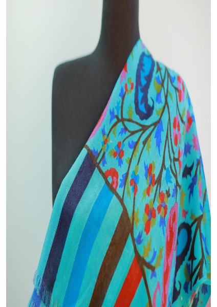 Turkuaz Ipek - Keten Eşarp Şal fiyatları