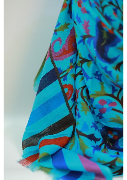 Turkuaz Ipek - Keten Eşarp Şal fırsatları