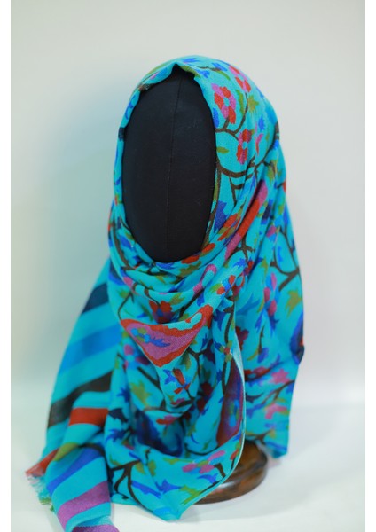 Turkuaz Ipek - Keten Eşarp Şal indirimleri