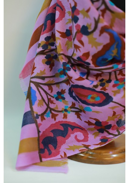 Lila Bordo Ipek - Keten Eşarp Şal