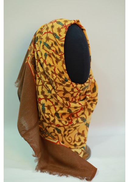 Orange Bordo Ipek - Keten Eşarp Şal